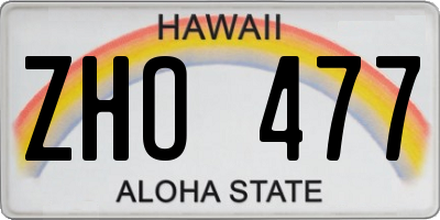 HI license plate ZHO477
