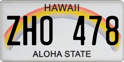 HI license plate ZHO478