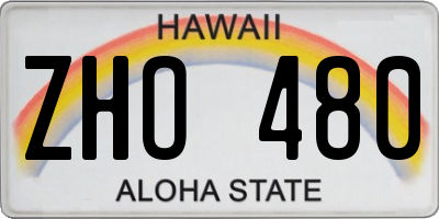 HI license plate ZHO480