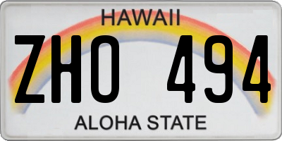 HI license plate ZHO494