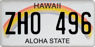 HI license plate ZHO496