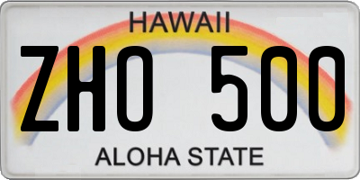 HI license plate ZHO500