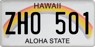 HI license plate ZHO501