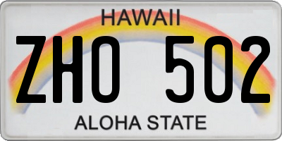 HI license plate ZHO502