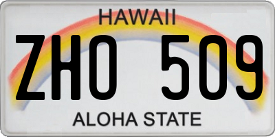 HI license plate ZHO509