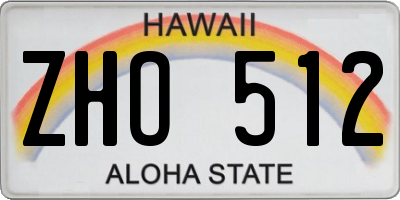 HI license plate ZHO512