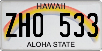 HI license plate ZHO533