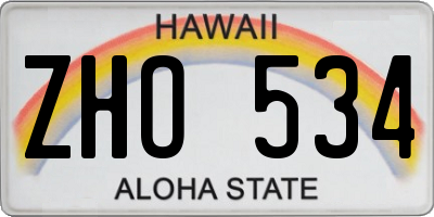 HI license plate ZHO534