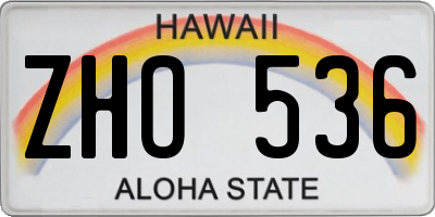 HI license plate ZHO536
