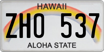 HI license plate ZHO537
