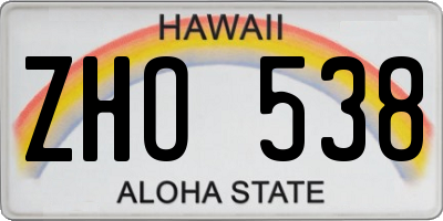 HI license plate ZHO538