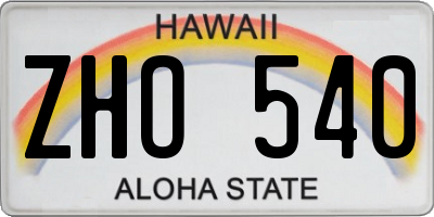 HI license plate ZHO540