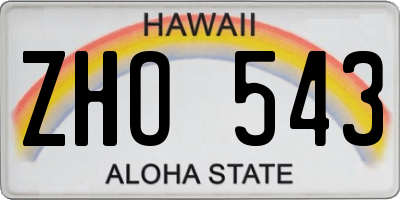 HI license plate ZHO543