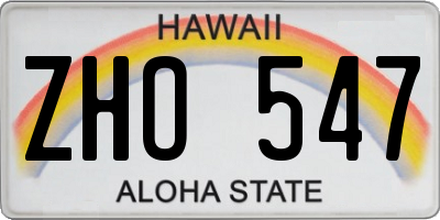 HI license plate ZHO547
