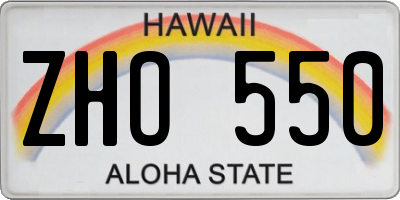 HI license plate ZHO550
