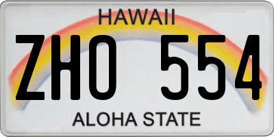 HI license plate ZHO554
