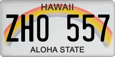 HI license plate ZHO557
