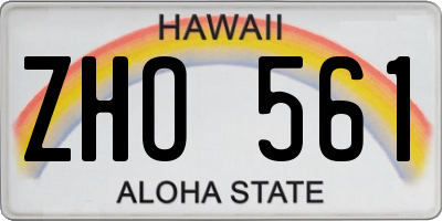 HI license plate ZHO561