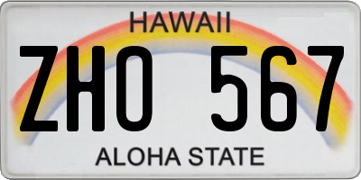 HI license plate ZHO567