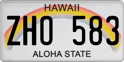 HI license plate ZHO583