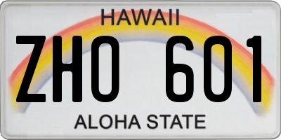 HI license plate ZHO601