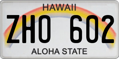 HI license plate ZHO602