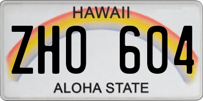 HI license plate ZHO604