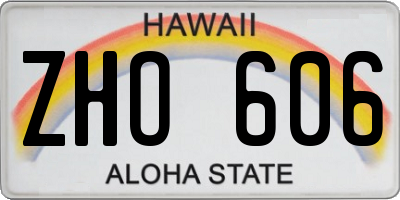 HI license plate ZHO606