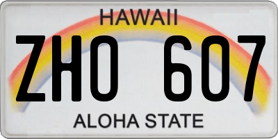 HI license plate ZHO607