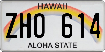 HI license plate ZHO614