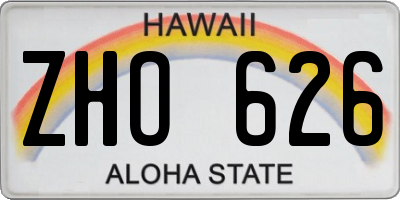 HI license plate ZHO626