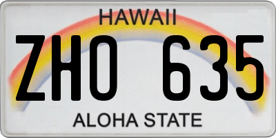 HI license plate ZHO635