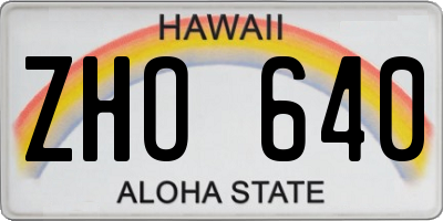 HI license plate ZHO640