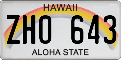 HI license plate ZHO643