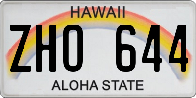 HI license plate ZHO644