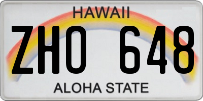 HI license plate ZHO648