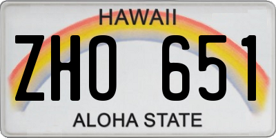 HI license plate ZHO651