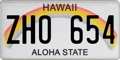 HI license plate ZHO654