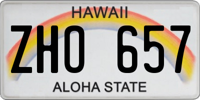 HI license plate ZHO657