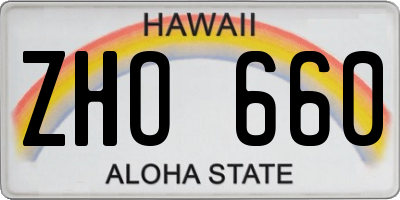 HI license plate ZHO660