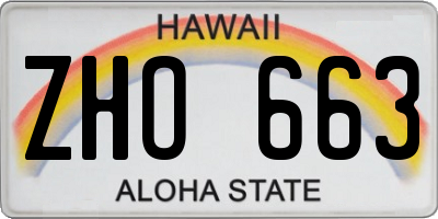HI license plate ZHO663