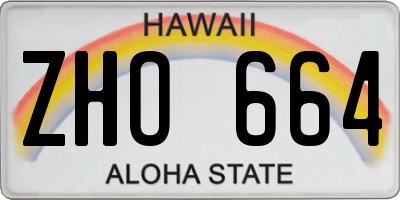 HI license plate ZHO664