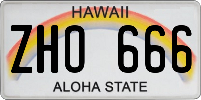 HI license plate ZHO666
