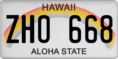 HI license plate ZHO668