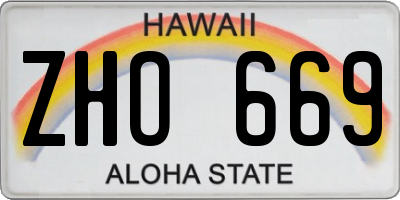 HI license plate ZHO669