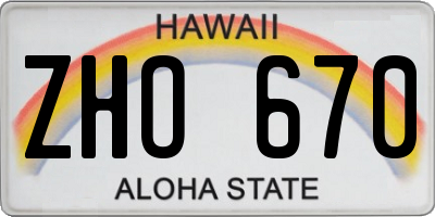 HI license plate ZHO670