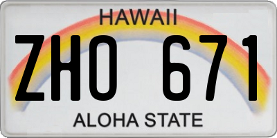 HI license plate ZHO671