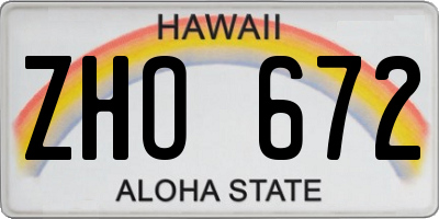 HI license plate ZHO672