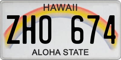 HI license plate ZHO674