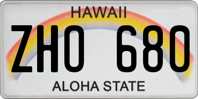 HI license plate ZHO680
